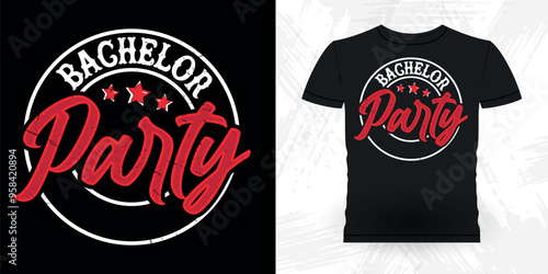 Funny Retro Vintage Bachelor Party T-shirt Design