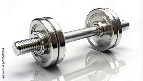 Silver dumbbell with a nut on one end , fitness, weights, exercise, gym, metal, strength, equipment, barbell, workout