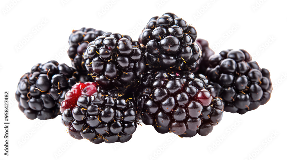 A cluster of ripe blackberries, gleaming with freshness and ready to eat. The juicy berries are plump and delicious, promising a burst of sweet and tart flavor. A cluster of ripe blackberries, gleaming with freshness and ready to eat. The juicy berries are plump and delicious, promising a burst of sweet and tart flavor.