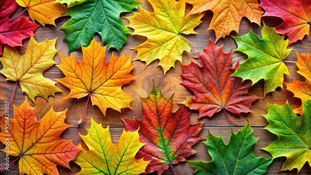 Assortment of vibrant and detailed oak, maple, and other deciduous tree leaves , foliage, variety, shapes, patterns Assortment of vibrant and detailed oak, maple, and other deciduous tree leaves , foliage, variety, shapes, patterns