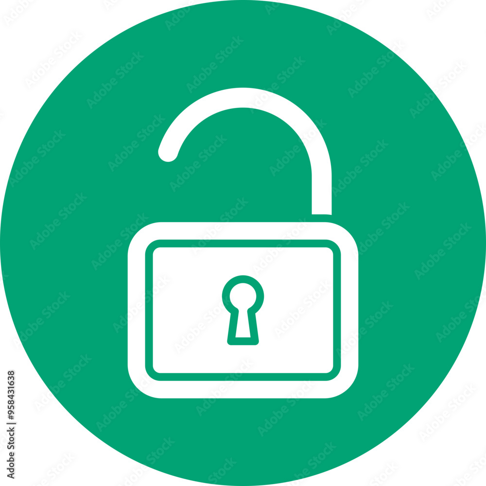 Unlock glyph circle icon