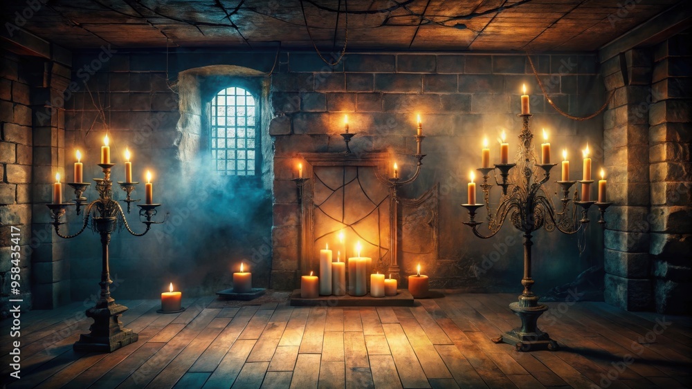 Eerie candlelit chamber with vampire theme on a spooky night , vampire, haunting, sanctuary, candlelit, dark, eerie, spooky Eerie candlelit chamber with vampire theme on a spooky night , vampire, haunting, sanctuary, candlelit, dark, eerie, spooky