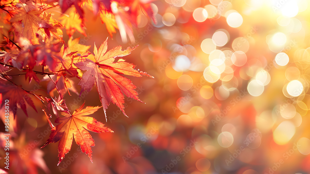 web banner design for autumn season and end year activity with red and yellow maple leaves with soft focus light and bokeh background web banner design for autumn season and end year activity with red and yellow maple leaves with soft focus light and bokeh background