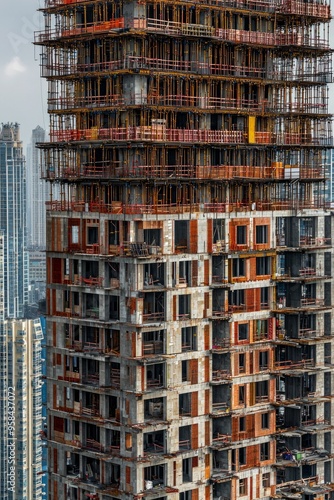 A skyscraper under construction 