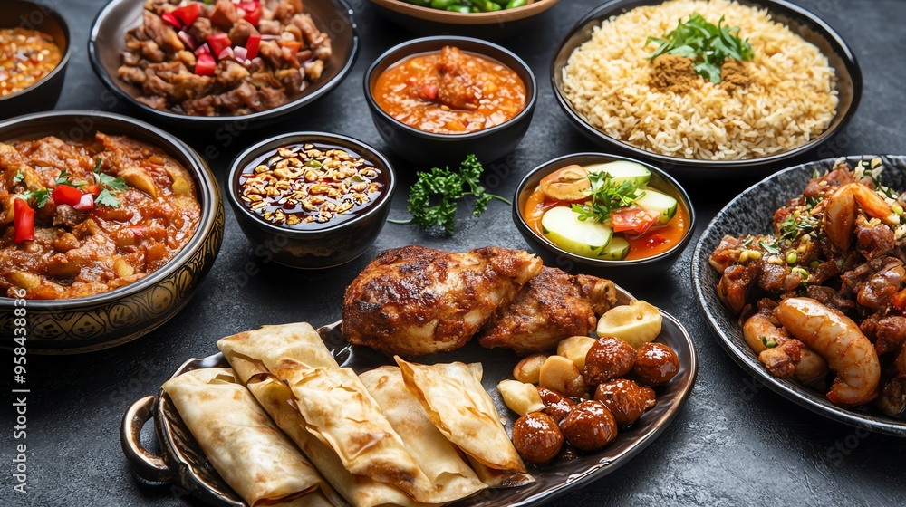 A Table Spread of Middle Eastern Cuisine A Table Spread of Middle Eastern Cuisine