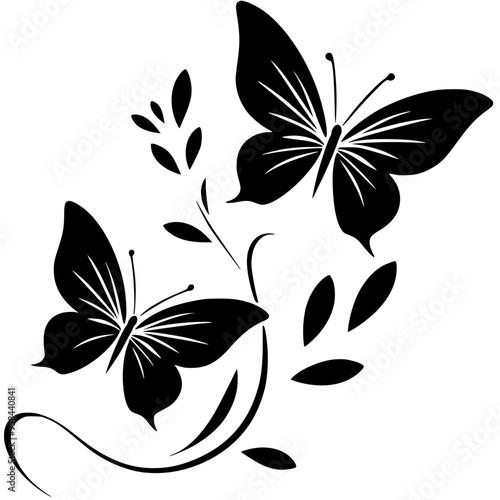 Elegant butterfly pair silhouette design