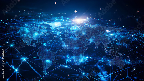 World map with technology background. Best Internet Concept of global business.