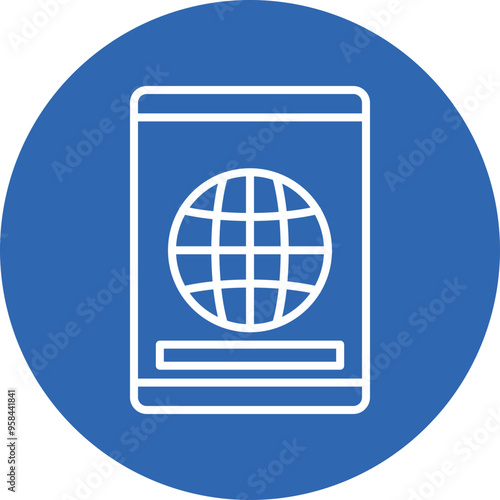 Passport line circle icon