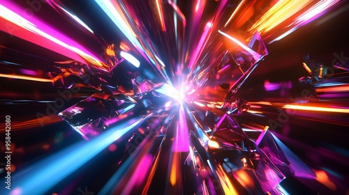 Vibrant Cosmic Explosion of Colorful Prismatic Light and Energy Burst