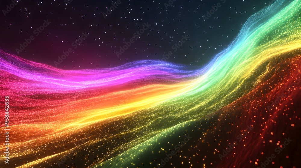 Obraz premium Captivating Aurora Cosmic Landscape with Vibrant Celestial Glow