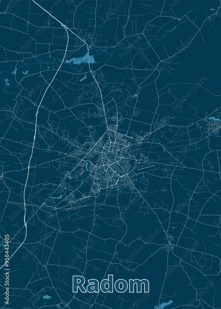 Fototapeta premium Radom, Poland artistic blueprint poster map