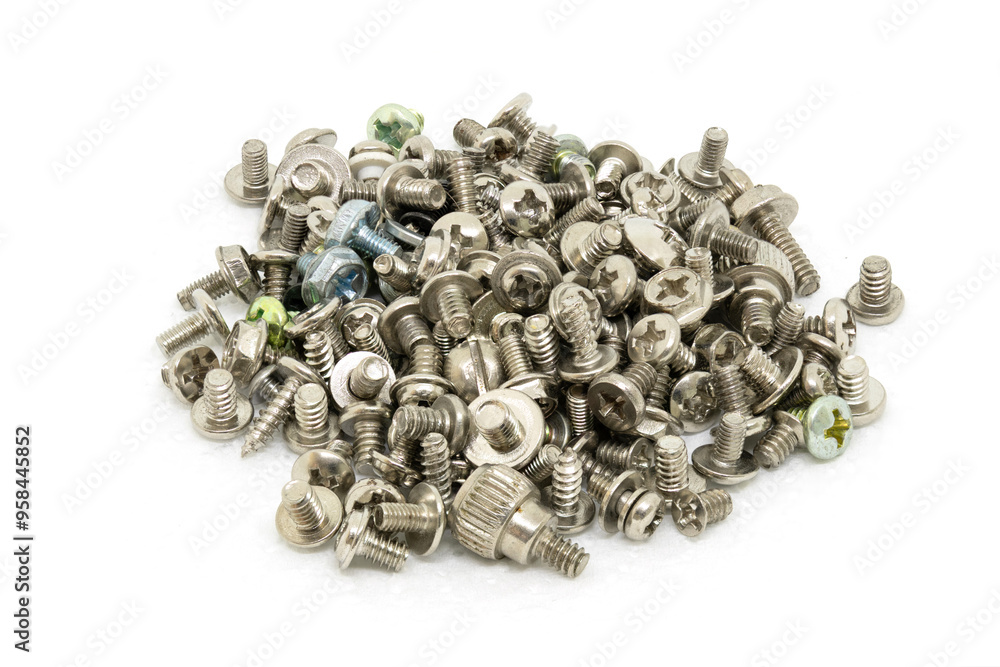 Steel Bolt Set on White Backround