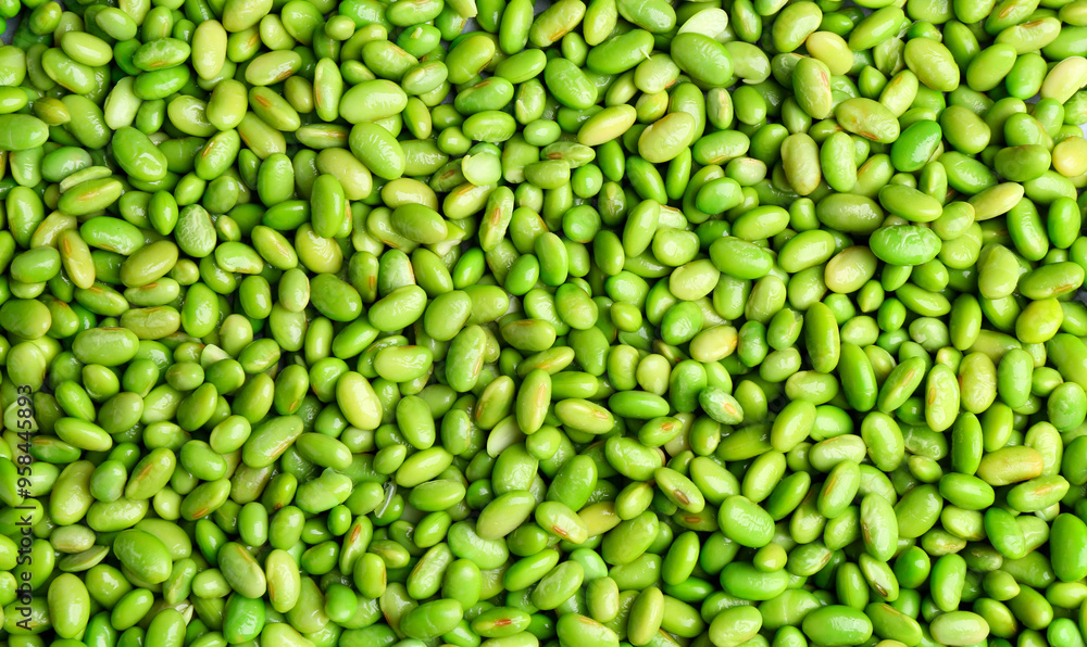 Fresh edamame beans as background, top view Fresh edamame beans as background, top view