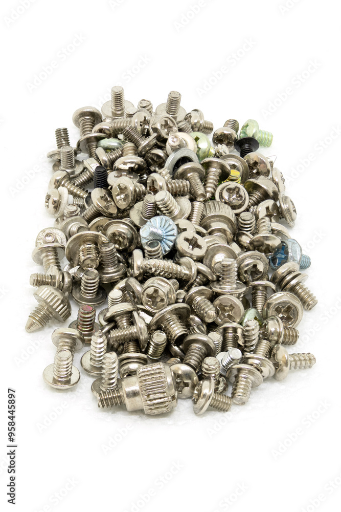 Steel Bolt Set on White Backround
