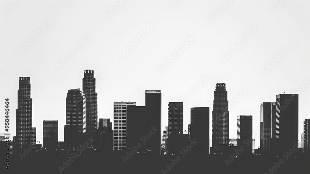 Naklejka premium Present the Los Angeles skyline with a focus on the architectural diversity of its buildings