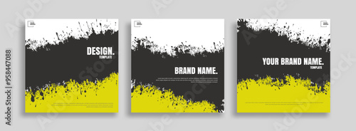 posts on social media vector illustration. Stylish graphics templates posts. dynamic abstractions typography photo. modern art paint and brush stains, fitness subjects gym. design frame post Template