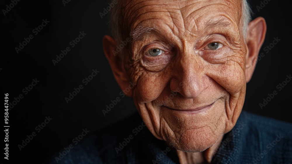 Serene Elderly Man with Warm Smile and Pensive Gaze Serene Elderly Man with Warm Smile and Pensive Gaze
