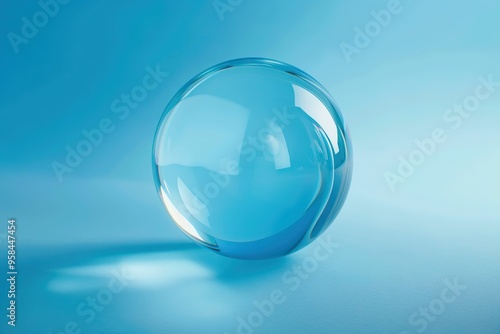 Glass ball on blue background glass globe ball