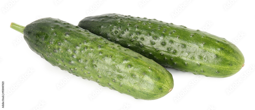 Two fresh green cucumbers isolated on white Two fresh green cucumbers isolated on white