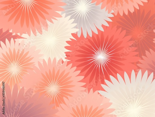 Radiant Coral repeated soft pastel color vector art pointed