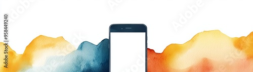 Direct deposit notification on phone, modern payday, Watercolor style