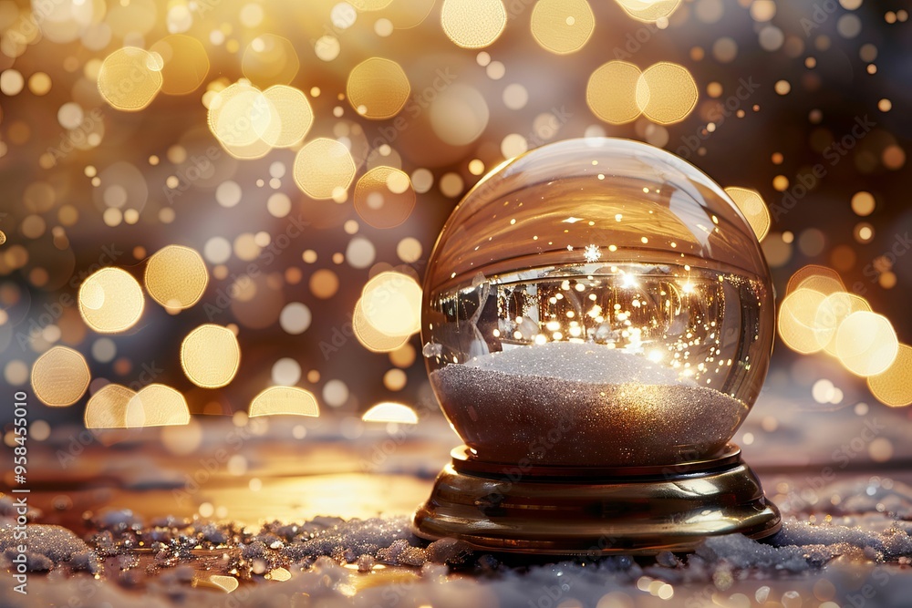Obraz premium Snow Globe Sparkling In Shiny Background Magic Christmas