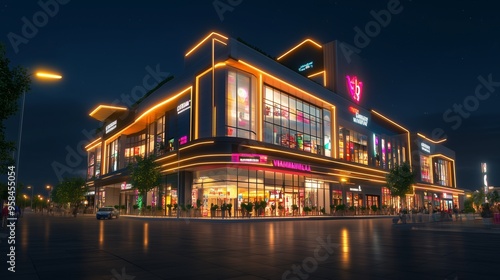 A 3D render of a shopping mall