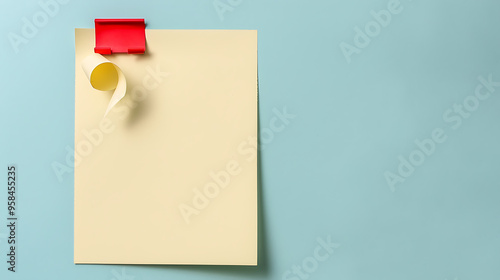 Blank Note Paper with Adhesive Tape Isolated on a Plain Background, Ideal for Personalization, Notes, and Creative Designs in Office or Home Settings