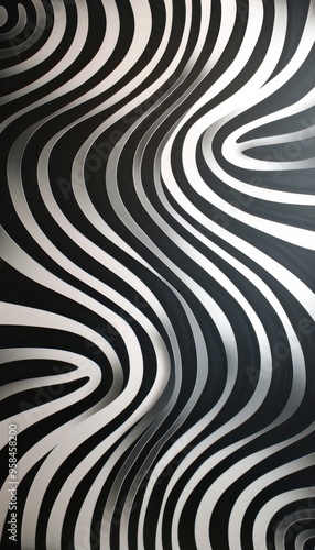 Abstract Black and White Curved Lines Pattern Texture Background