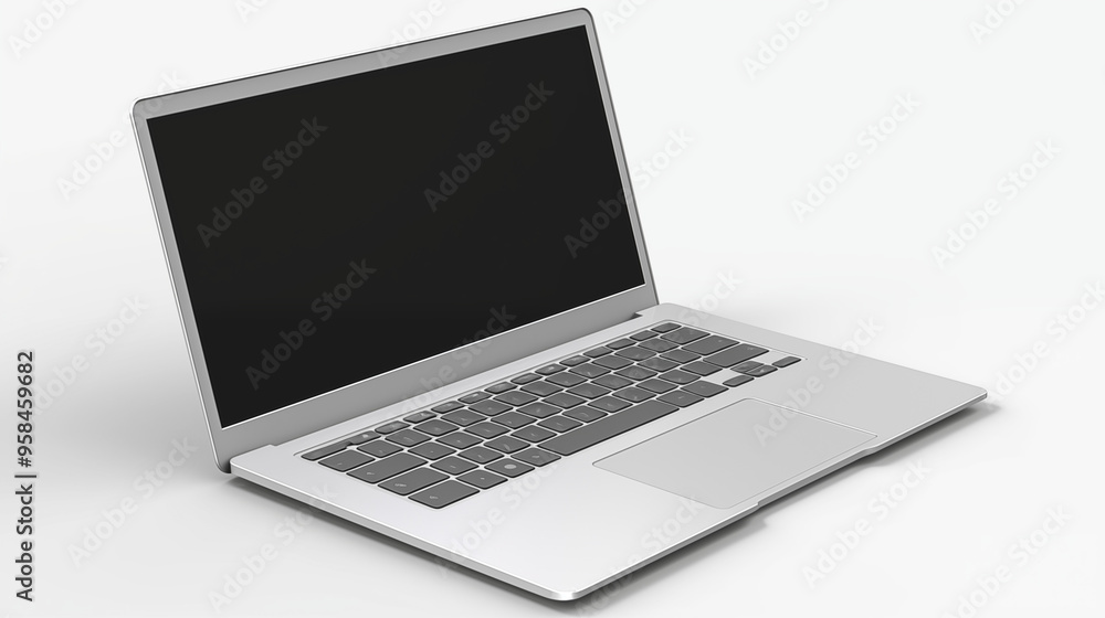 Minimalist Laptop In Open Position With Black Screen Minimalist Laptop In Open Position With Black Screen