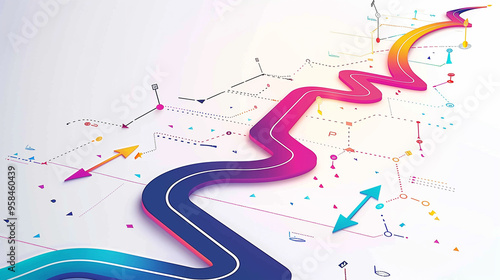 Roadmap with arrows and timeline