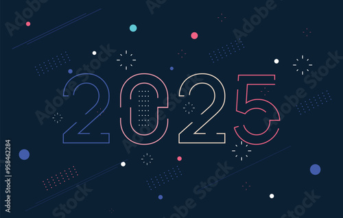 Happy new year 2025 celebration - best wishes 2025 - vector for poster, banner, greeting and new year 2025 