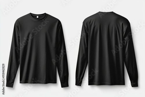 Black long sleeve tshirt mockup isolated created with Generative AI