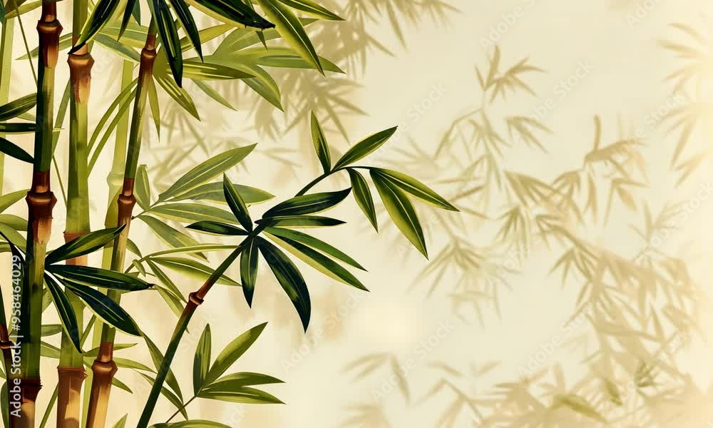 Bamboo stalks with leaves on a faded background. Bamboo stalks with leaves on a faded background.