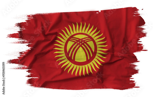 Kyrgyzstan flag on brush paint stroke.
 photo