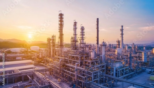 Wallpaper Mural Aerial view of oil refinery and industrial infrastructure showcasing its vast industrial structures Torontodigital.ca