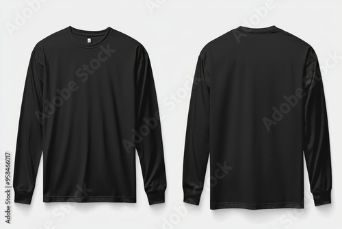 Black long sleeve tshirt mockup isolated created with Generative AI