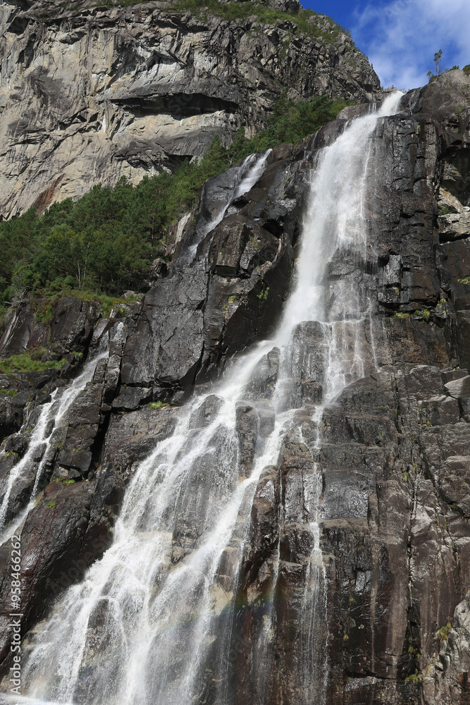 Hengjanefossen, waterfall in the Lysefjord, Norway. Hengjanefossen, waterfall in the Lysefjord, Norway.