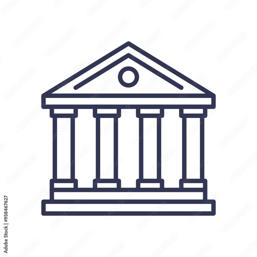 Line art of a classical bank building with columns, symbolizing stability and financial security. Line art of a classical bank building with columns, symbolizing stability and financial security.