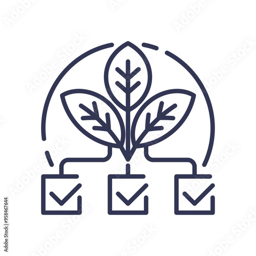 Illustration of a plant with checkboxes symbolizing compliance with environmental regulations.