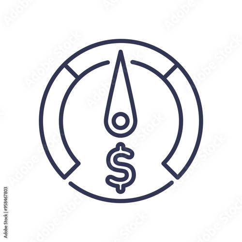 A gauge with a dollar sign symbolizing inflation control and economic stability.