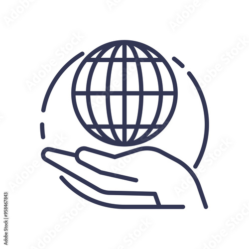A hand holding a globe, symbolizing global responsibility and care for the world.