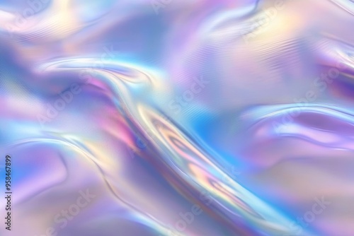 Wallpaper Mural Fluid holographic pastel curved wave in motion on a gradient colored background. Stock image. Torontodigital.ca