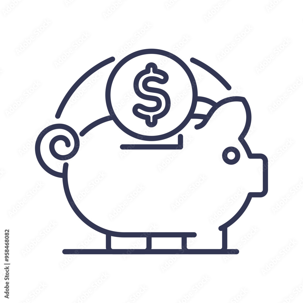 A piggy bank with a coin symbolizes saving money and financial security.