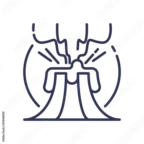 Line art of an erupting volcano symbolizing intense rage and explosive emotions.