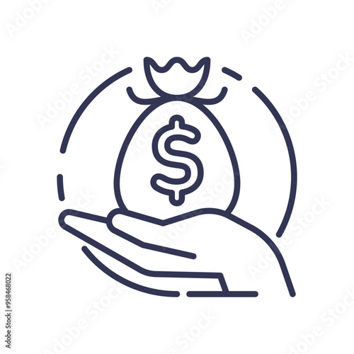 Hand holding a money bag with a dollar sign, symbolizing public spending and financial management.