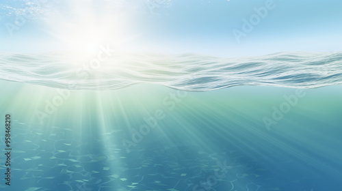 Sunlight Streaming Through Ocean Surface With Rippling Waves photo