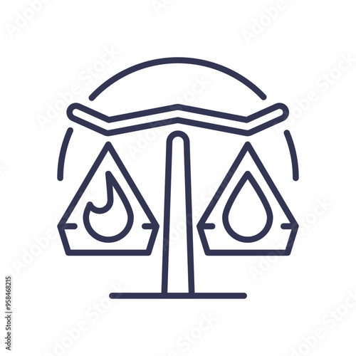 A balanced scale with fire and water symbols representing the balance between anger and calmness in anger management.