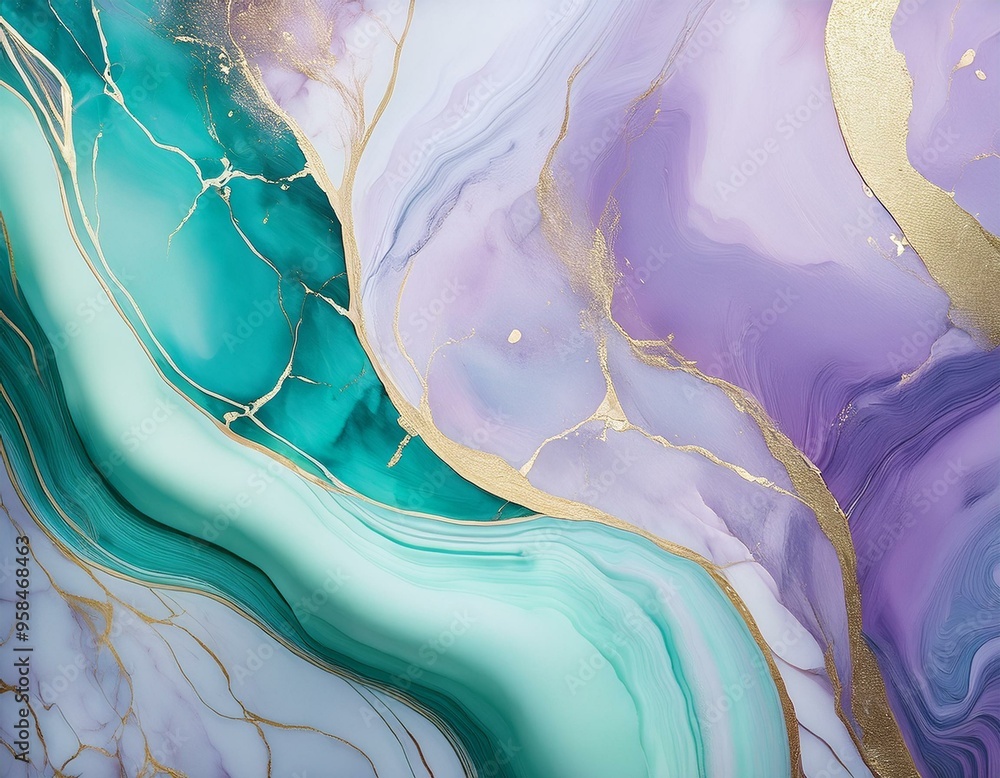 Fototapeta premium Minimalistic Marble Pastel Background - light lavender & mint green