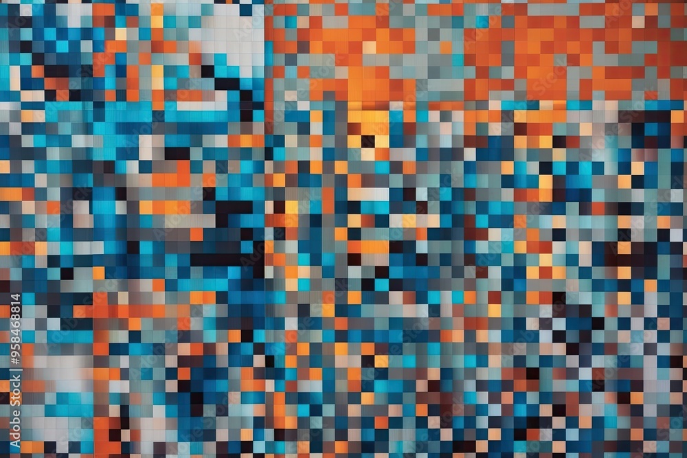 Striking Pixel Mosaic Display with Geometric Patterns and Gradients Striking Pixel Mosaic Display with Geometric Patterns and Gradients